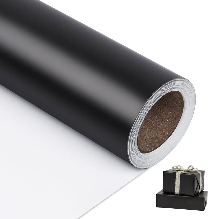 NESCCI Matte Metal Black Wrapping Paper, Solid Color Paper,Gift Wrapping Paper,Perfect for Wedding,Valentine's Day,Birthday, Christmas,Baby Shower,DIY Bouquet (17 Inches X 32.8 Feet) - Image 1